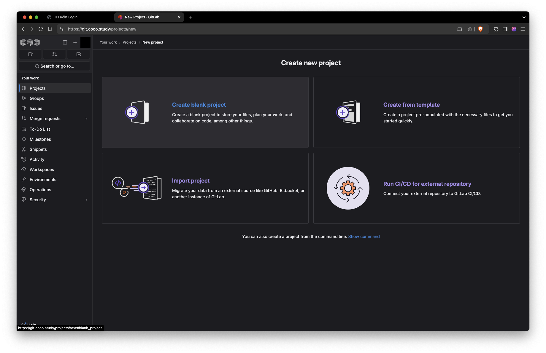Screenshot create repo